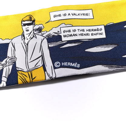 Hermes Silk Wow Twilly Marine Gold White 3 of 4