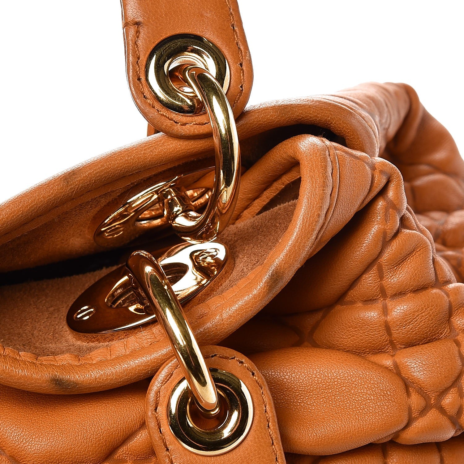 Christian Dior Lambskin Cannage Soft Lady Dior Shopping Tote Orange 15 of 20