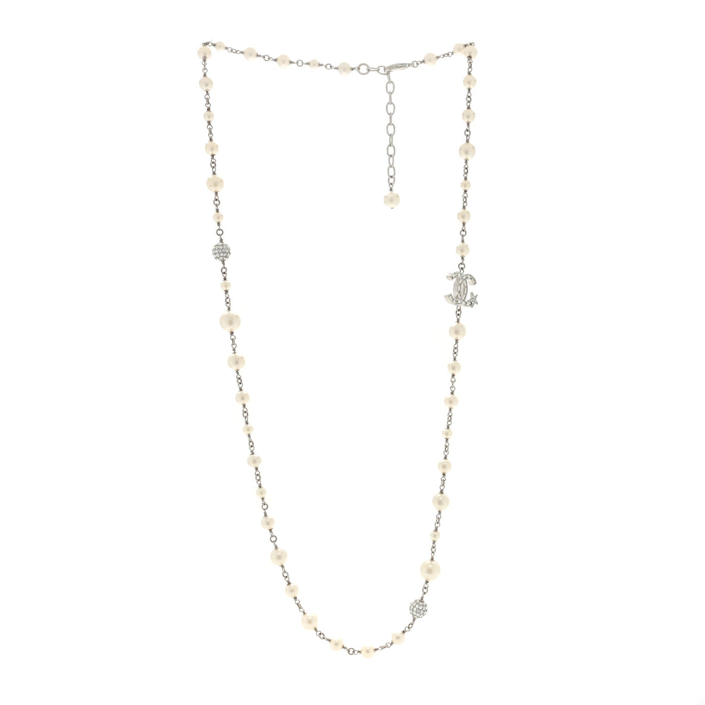 Pearl Crystal CC Starfall Necklace Silver