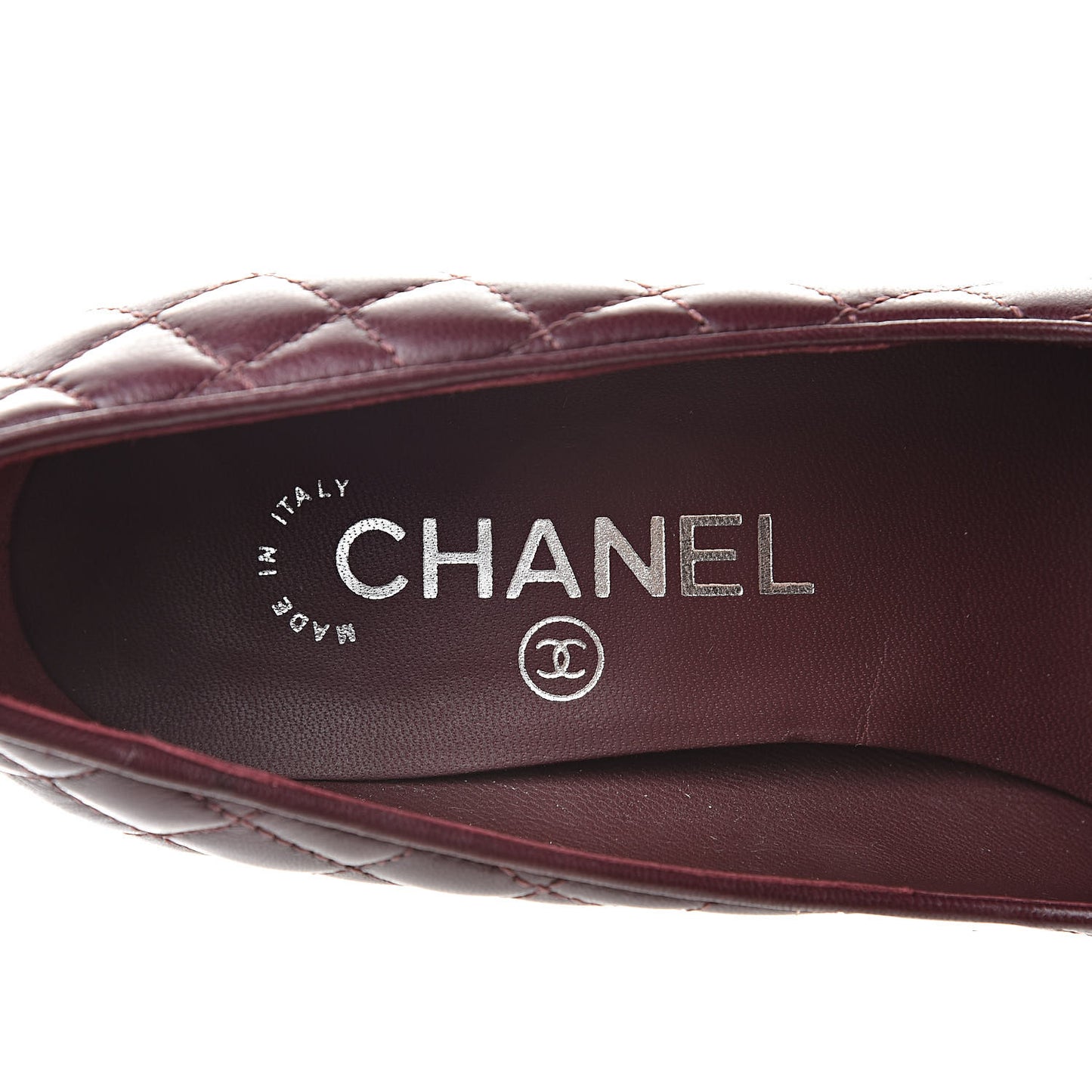 Lambskin Quilted CC Cap Toe Pumps 35 Burgundy