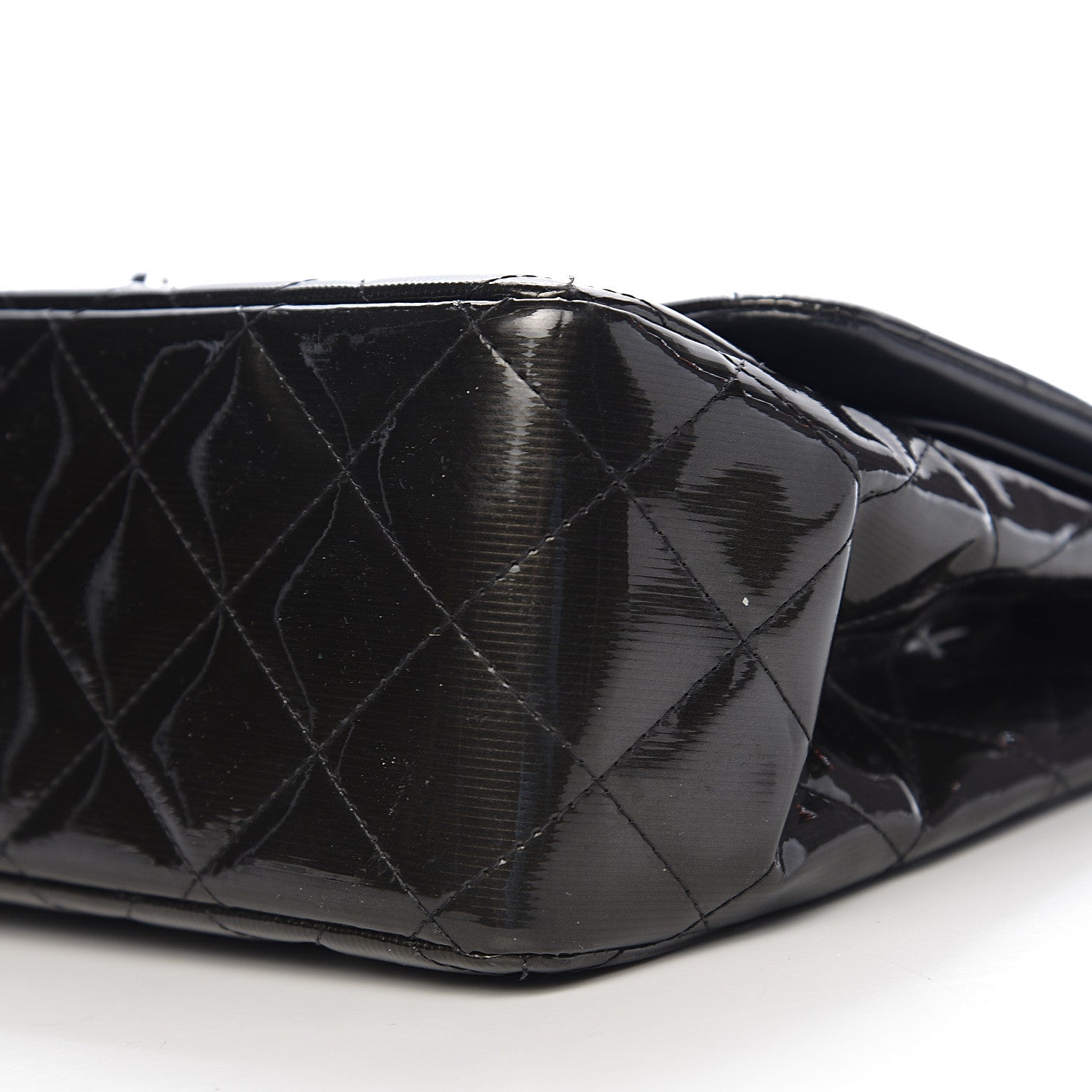 Chanel Striated Patent Quilted Jumbo Double Flap Black 15 of 16
