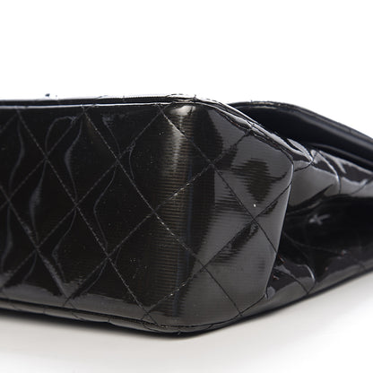 Chanel Striated Patent Quilted Jumbo Double Flap Black 15 of 16