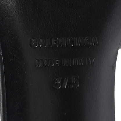 Balenciaga Soft Nappa Logo Fringe Square Knife Pointed Toe 40mm Mules 37.5 Black White 7 of 8