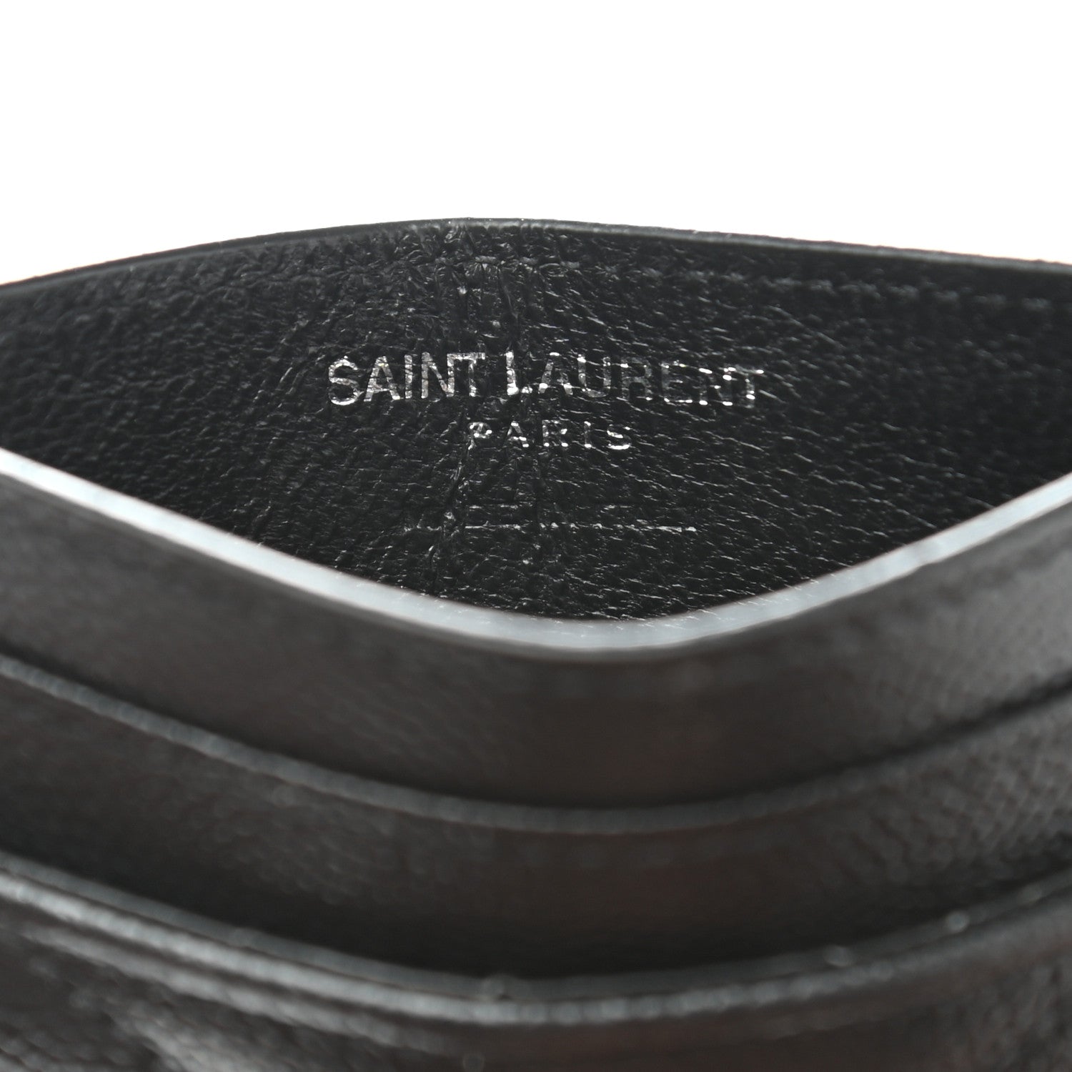 Saint Laurent Grain De Poudre Matelasse Chevron Monogram Credit Card Case Black 6 of 7