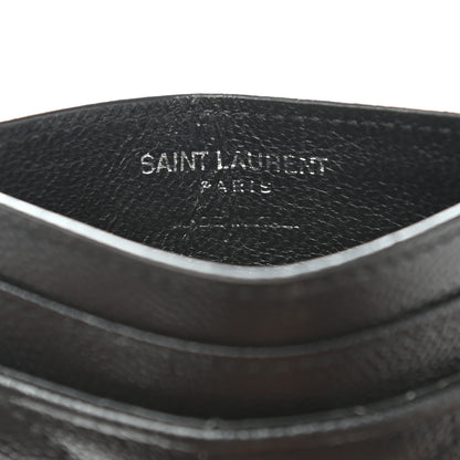 Saint Laurent Grain De Poudre Matelasse Chevron Monogram Credit Card Case Black 6 of 7