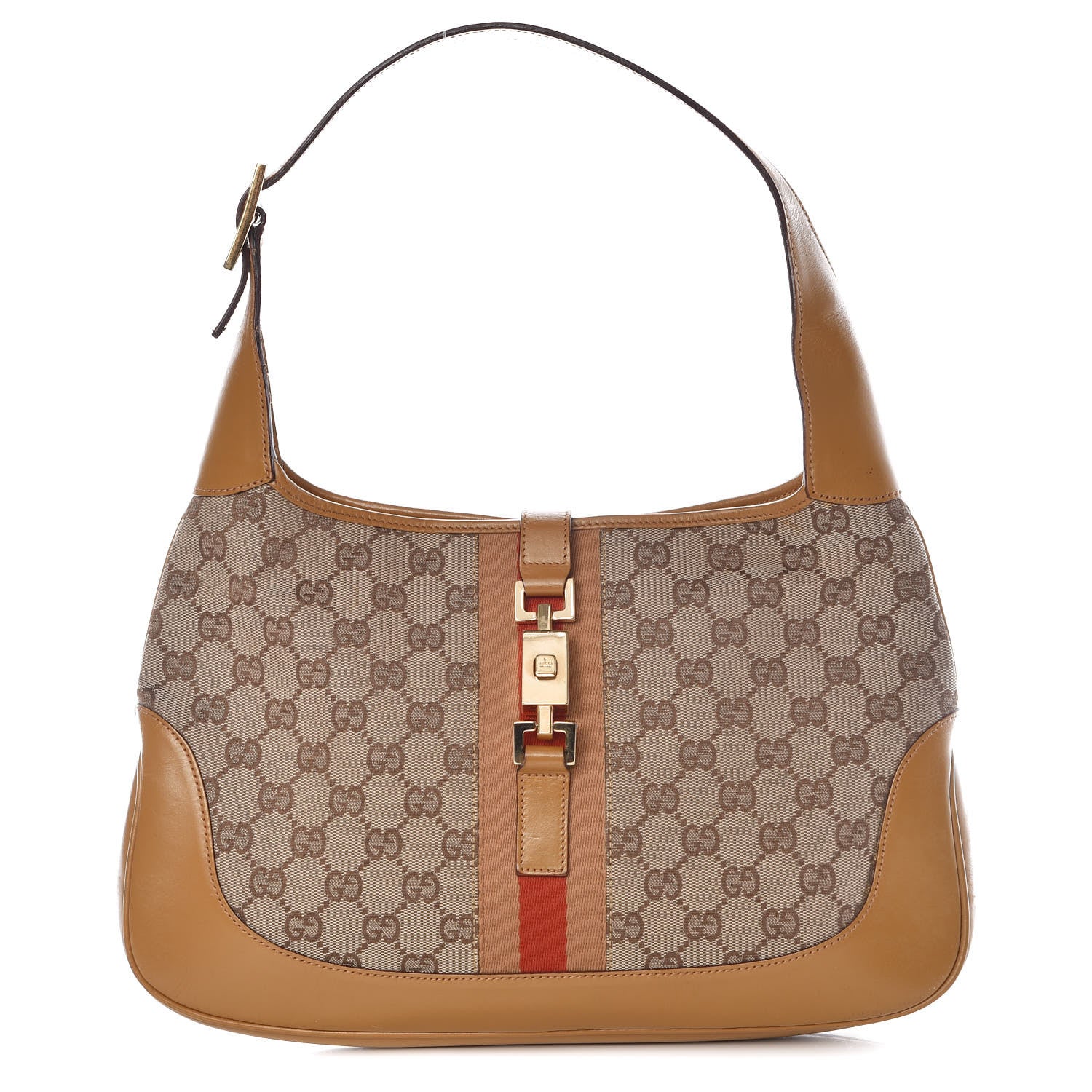 Gucci Monogram Web Jackie O Hobo Tan 1 of 16