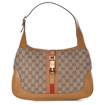 Gucci Monogram Web Jackie O Hobo Tan 1 of 16