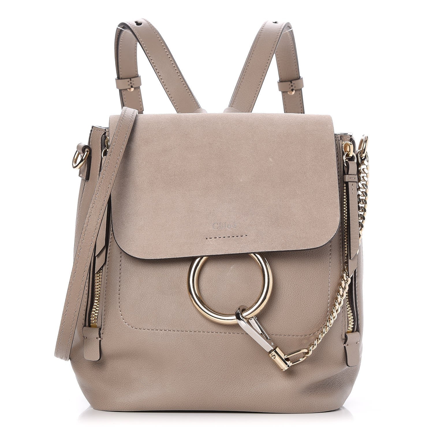 Chloe Suede Calfskin Small Faye Backpack Motty Grey 1 of 7