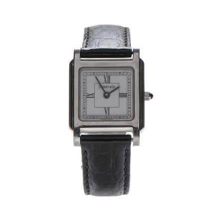 Tiffany Stainless Steel Alligator 24mm Atlas Square Quartz Watch 1 of 10