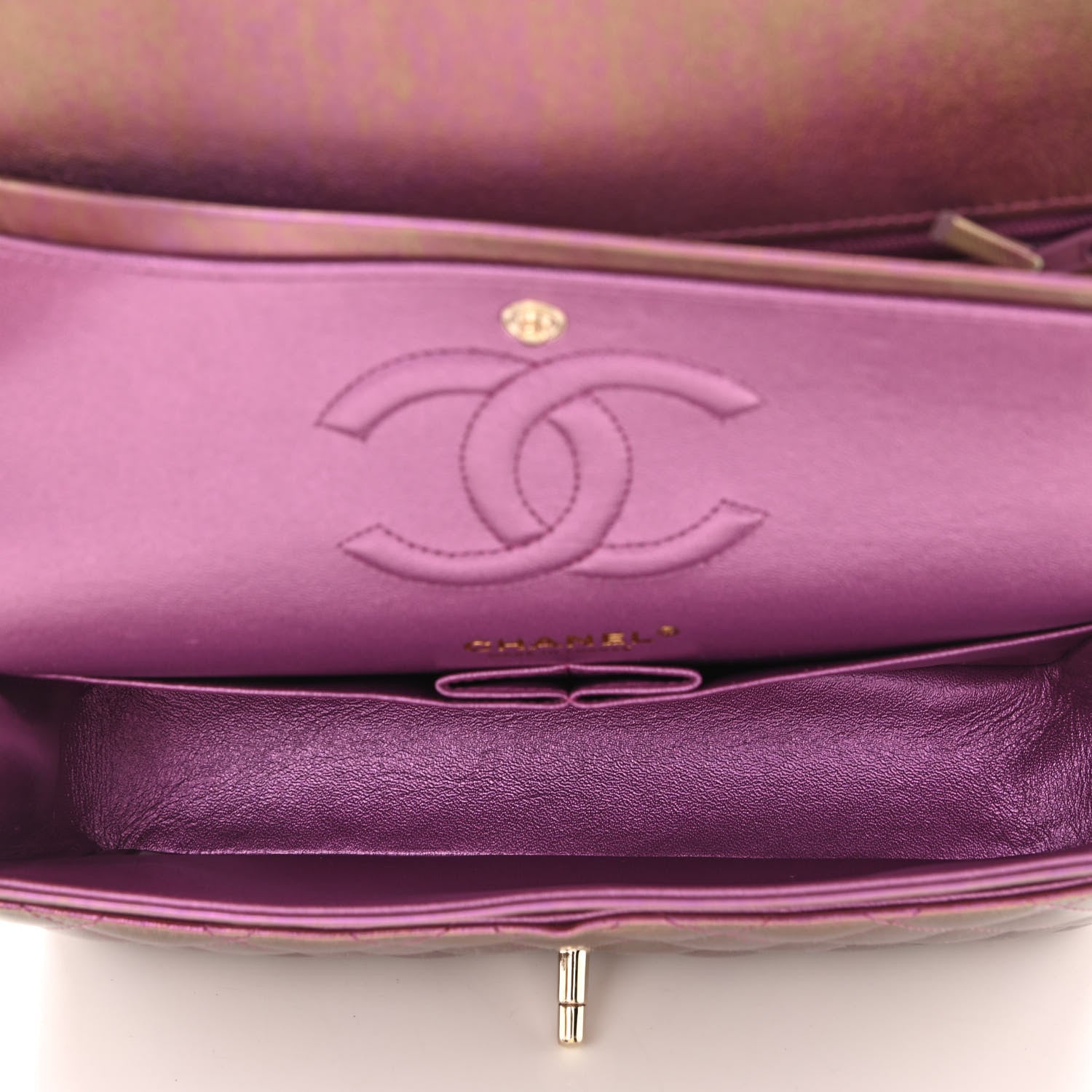 Chanel Iridescent Lambskin Quilted Medium Double Flap Purple 5 of 10