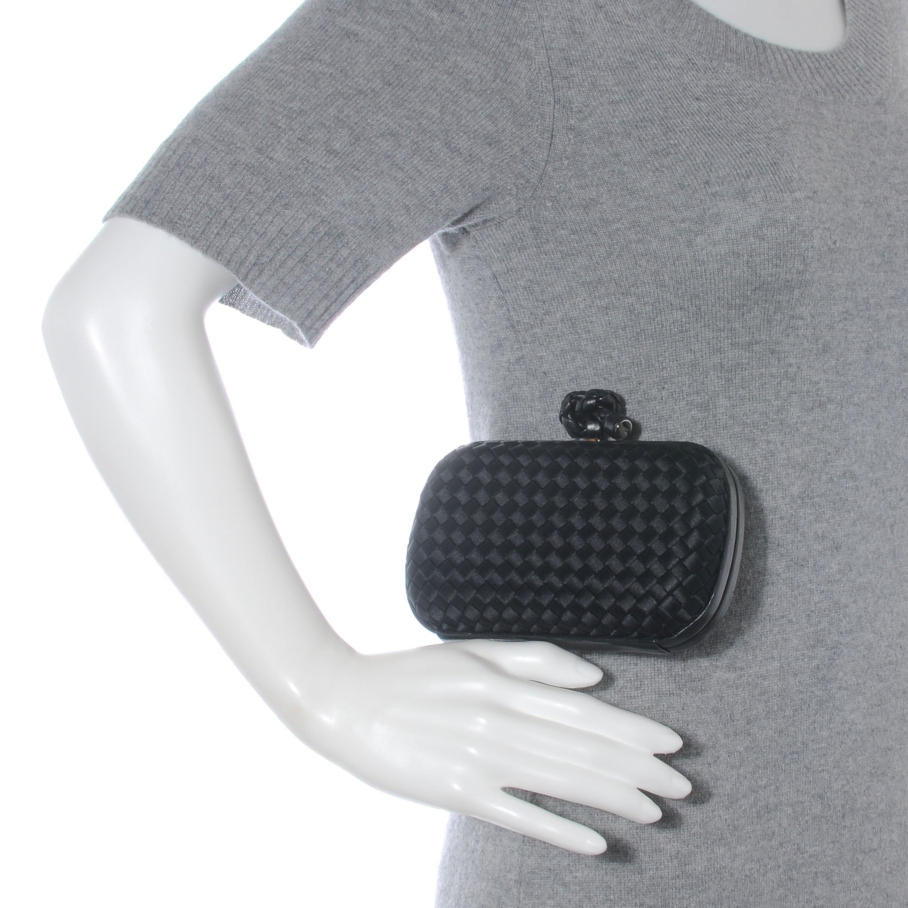 Bottega Veneta Satin Knot Clutch Nero Black 2 of 8