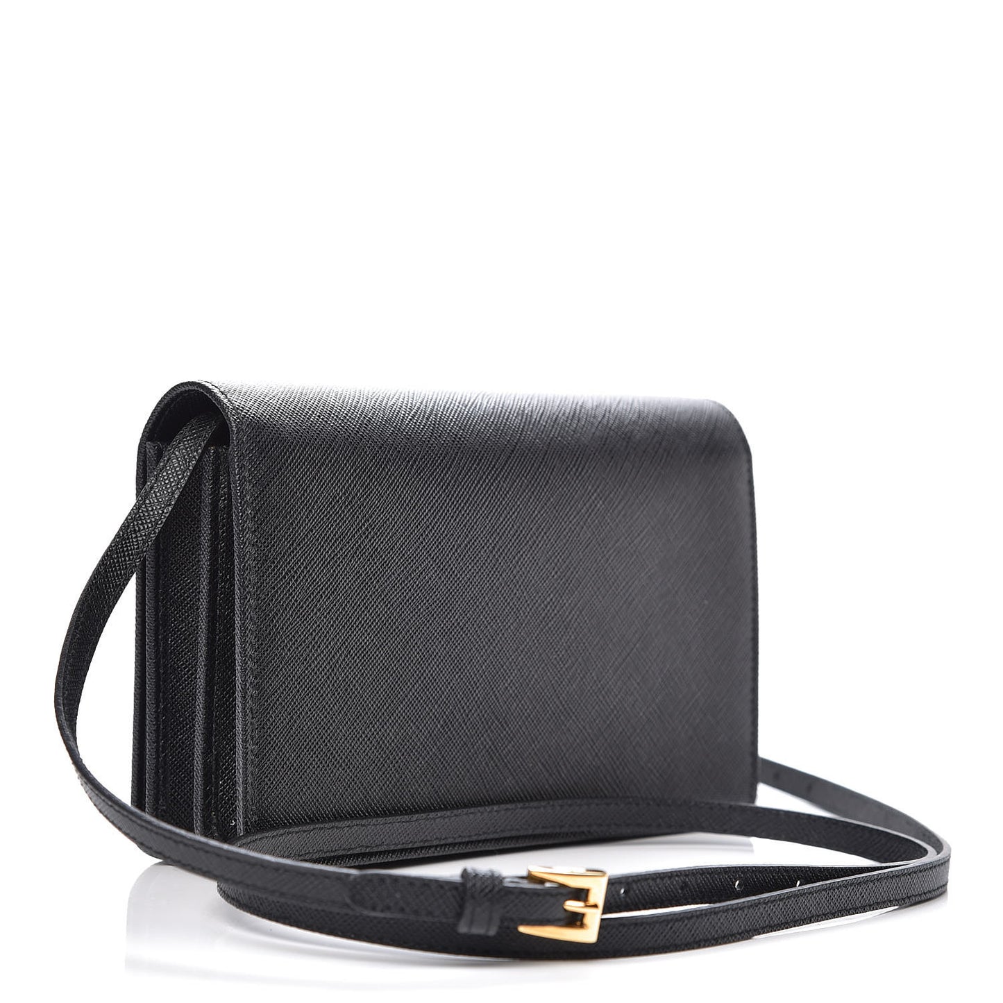 Saffiano Robot Crossbody Wallet Black