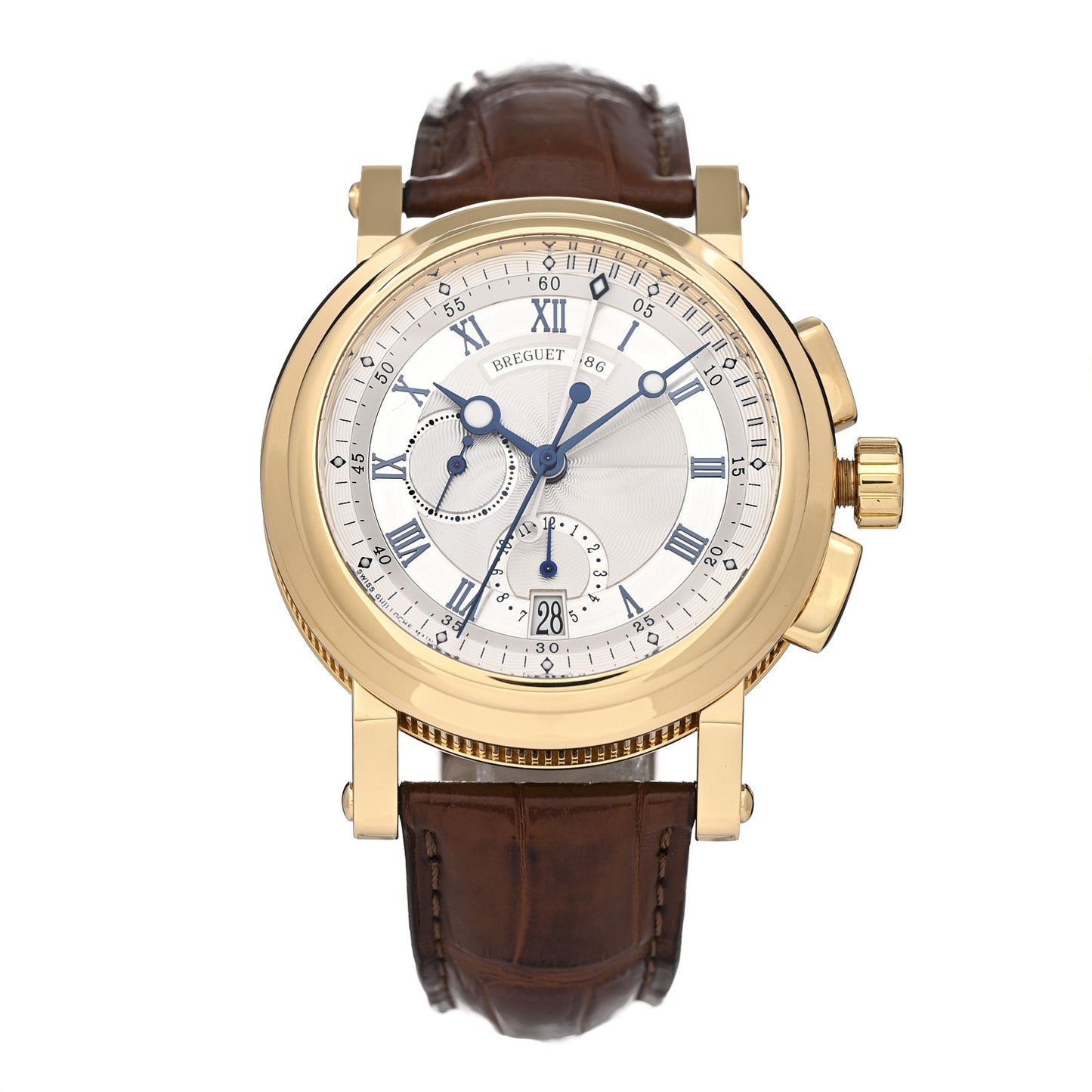 18K Yellow Gold Alligator 42mm Marine Chronograph Automatic Watch 5827/BA