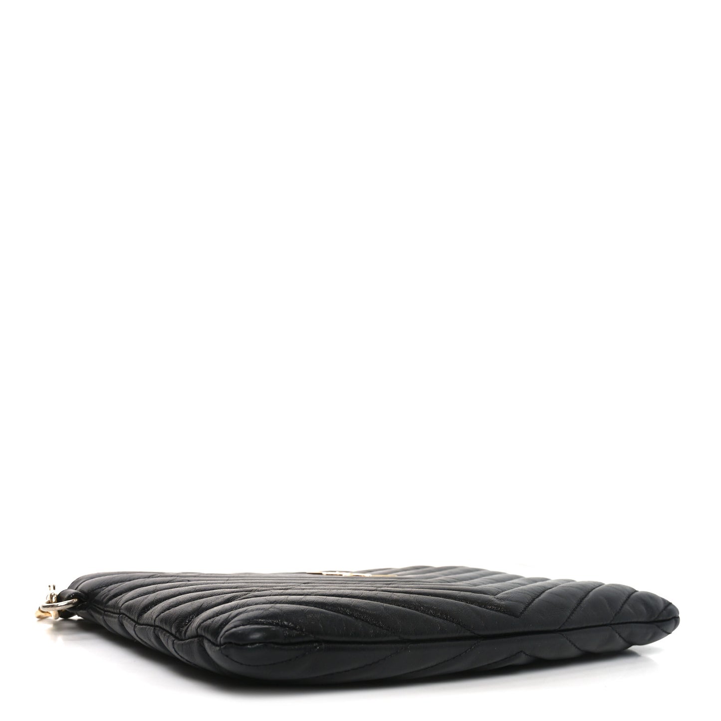 Lambskin Matelasse Chevron Monogram A5 Wristlet Black