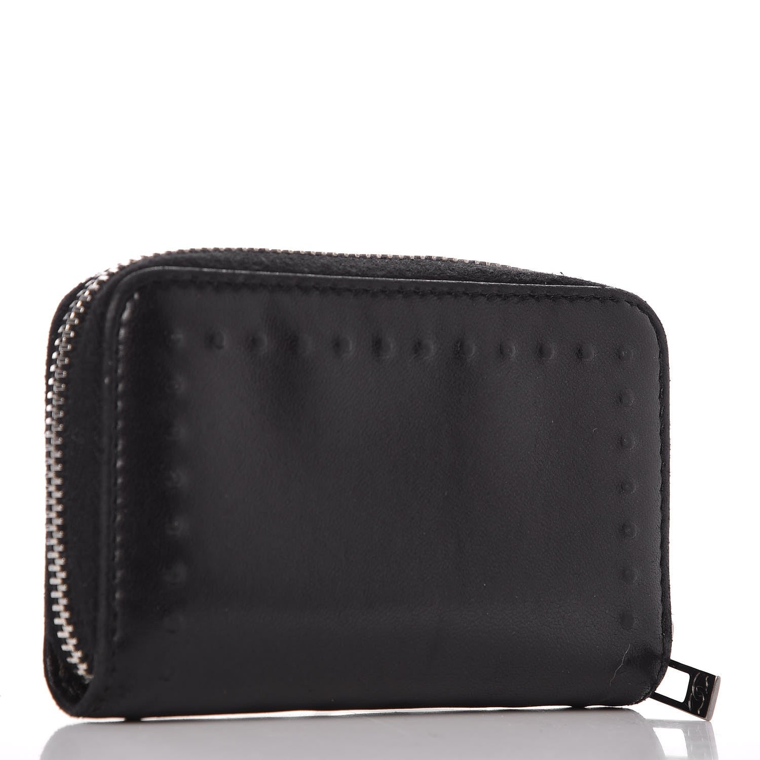 Chanel Lambskin Embossed CC Zip Around Coin Purse Wallet Black 3 of 8