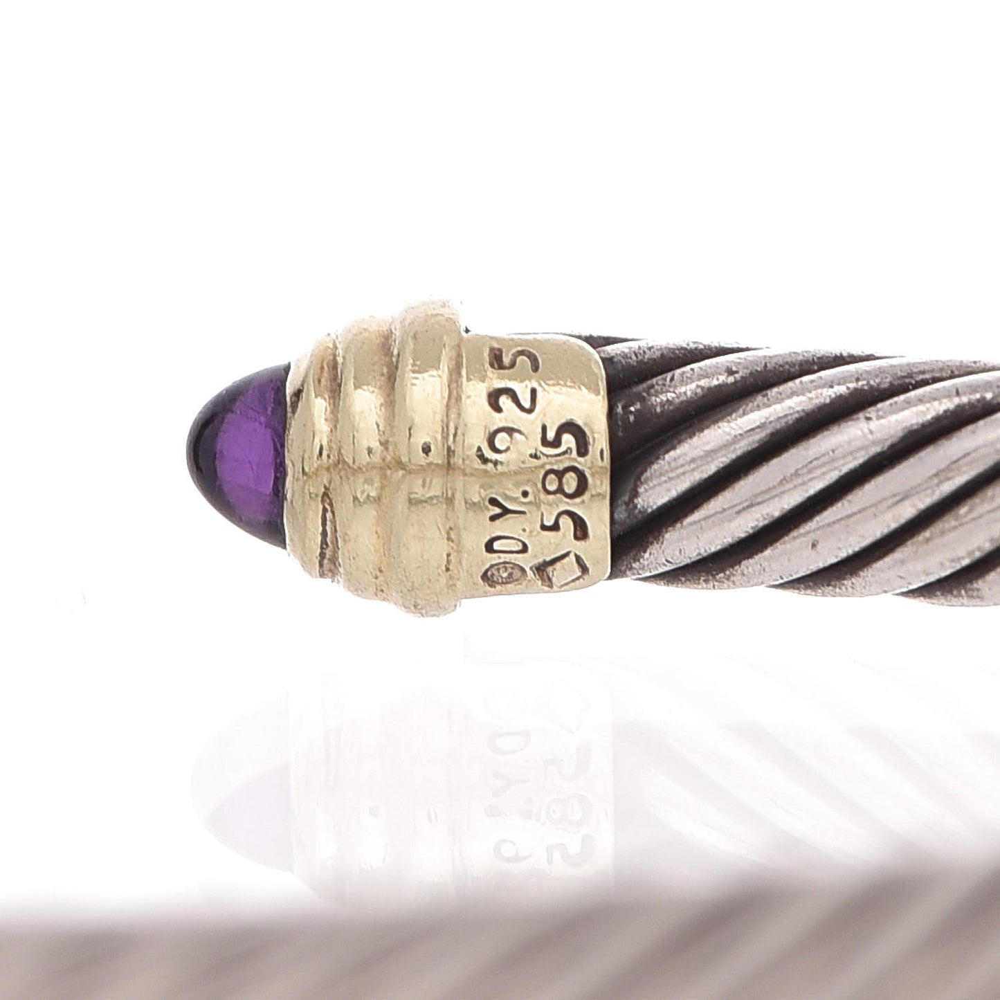Sterling Silver 14K Yellow Gold Amethyst 5mm Cable Classics Petite Color Bracelet
