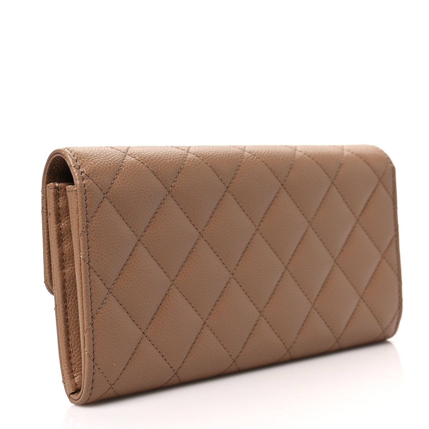 Chanel Caviar Quilted Multi Chain CC Large Gusset Flap Wallet Brown 3 of 9