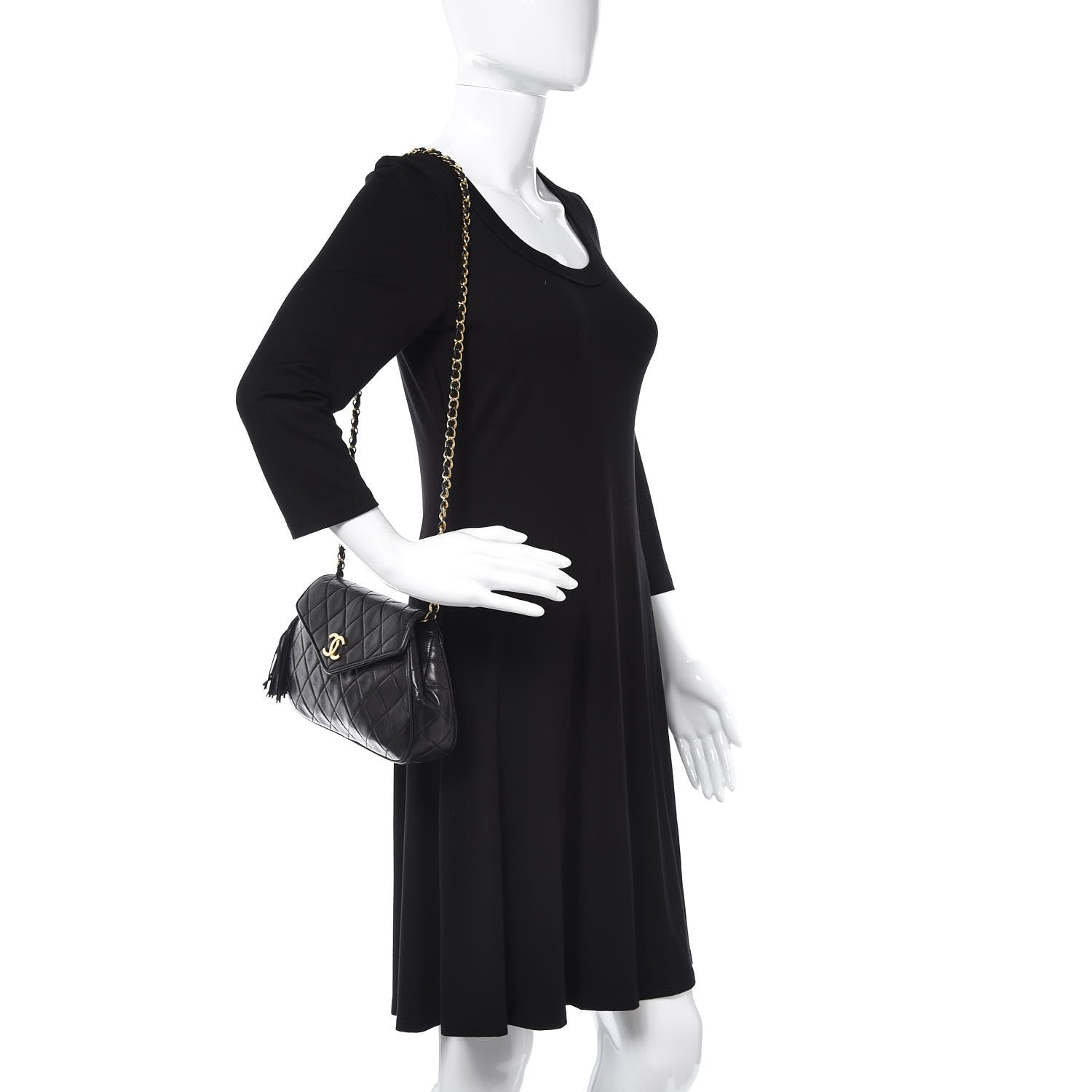 Chanel Lambskin Quilted Tassel Flap Black 2 of 11