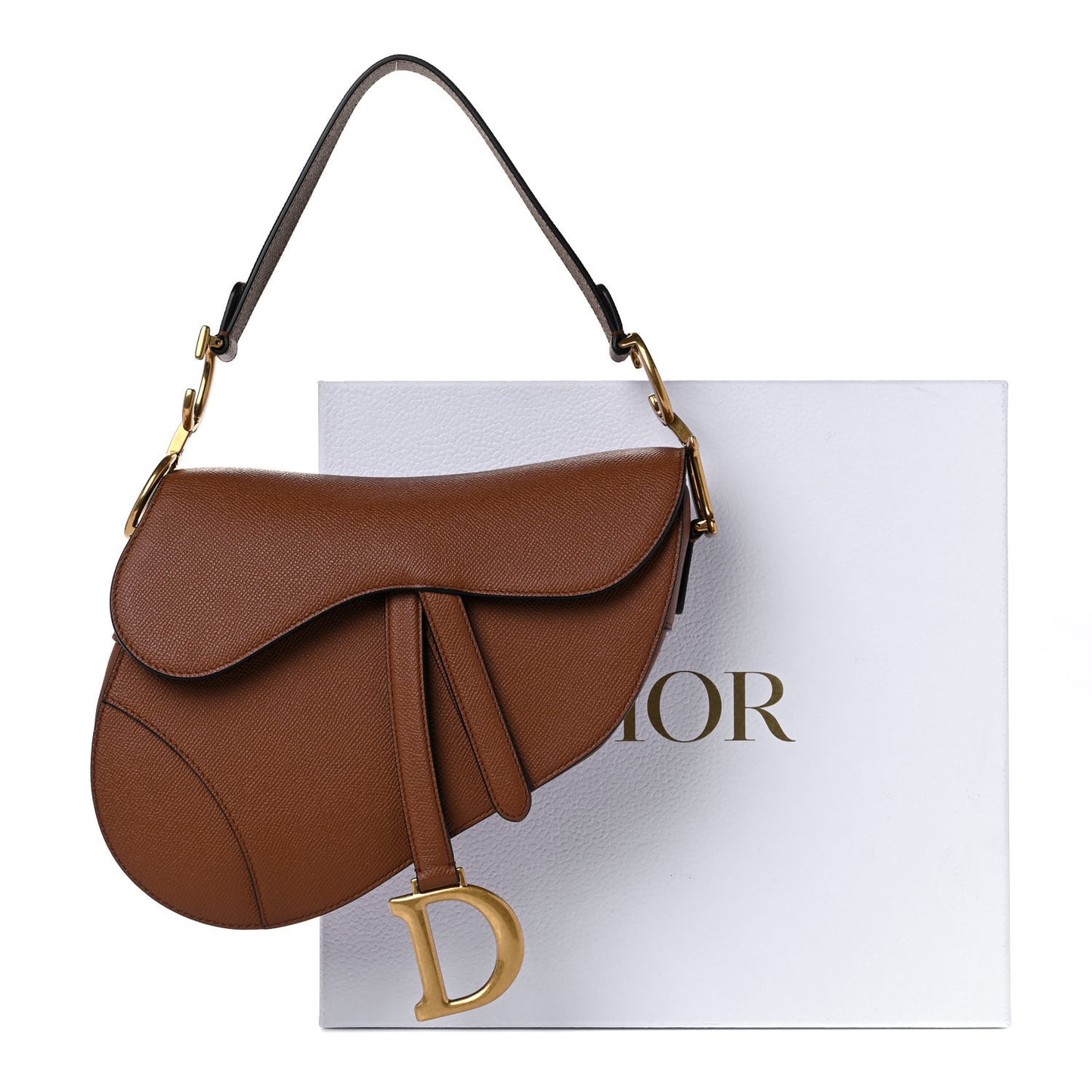 Grained Calfskin Saddle Bag Camello