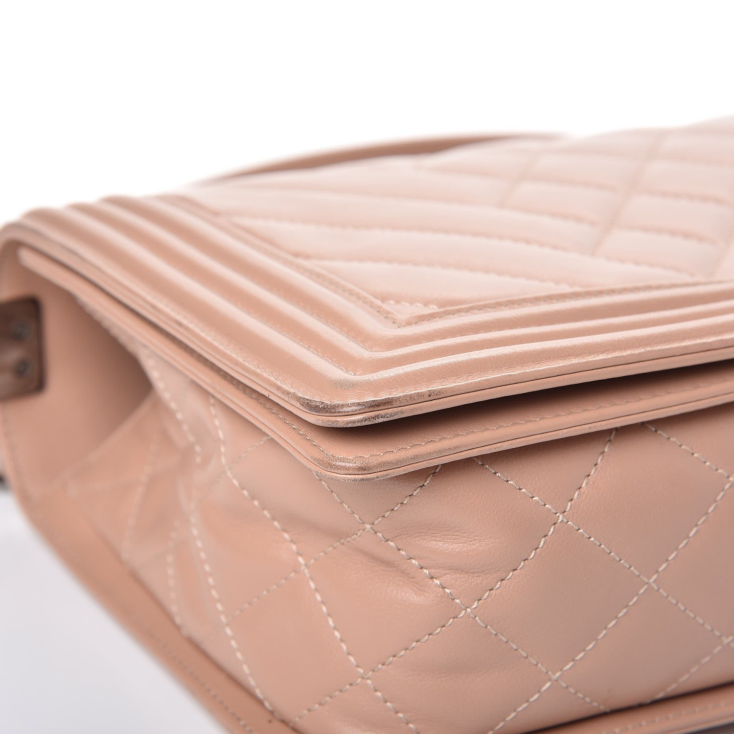 Chanel Calfskin Chevron Quilted New Medium Boy Flap Beige 9 of 14
