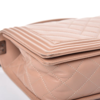 Chanel Calfskin Chevron Quilted New Medium Boy Flap Beige 9 of 14