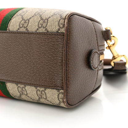 Gucci GG Supreme Monogram Textured Dollar Calfskin Web Mini Ophidia Top Handle Bowler Bag Beige Ebony New Acero 10 of 11