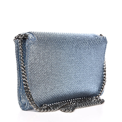 Stella McCartney Metallic Woven Raffia Falabella Mini Crossbody Blue 3 of 8
