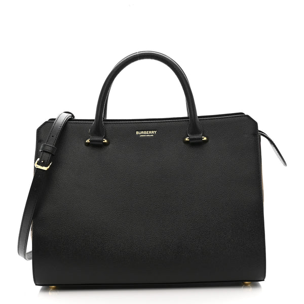 Burberry Calfskin Mega Check Small Banwell Tote Black 1853376