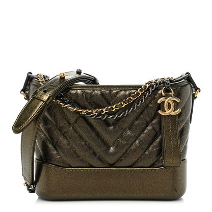Chanel Metallic Calfskin Chevron Quilted Small Gabrielle Hobo Gold 1 of 13