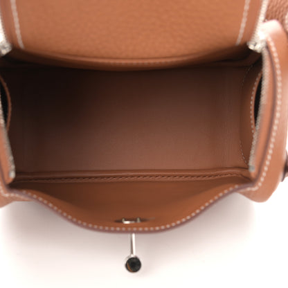 Hermes Taurillon Clemence Mini Lindy 20 Gold 5 of 11