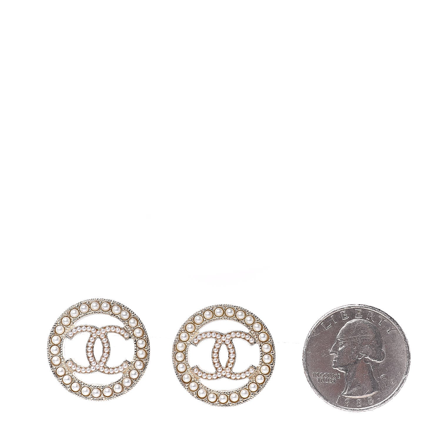 Chanel Pearl CC Round Earrings Gold 2 of 5