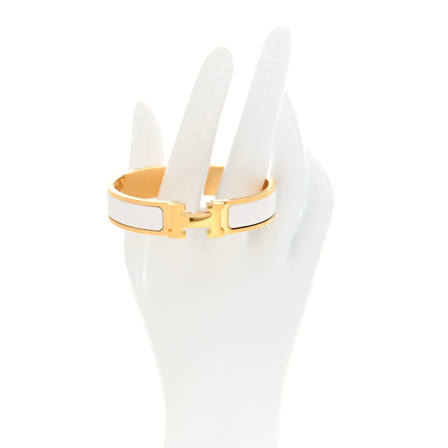 Hermes Enamel Narrow Clic Clac H Bracelet PM White 2 of 5