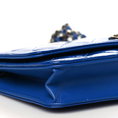 Chanel Patent Calfskin Quilted Boy Wallet On Chain WOC Dark Blue 9 of 11