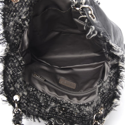 Chanel Tweed Lambskin Drawstring Tweedy Tote Dark Grey 4 of 10
