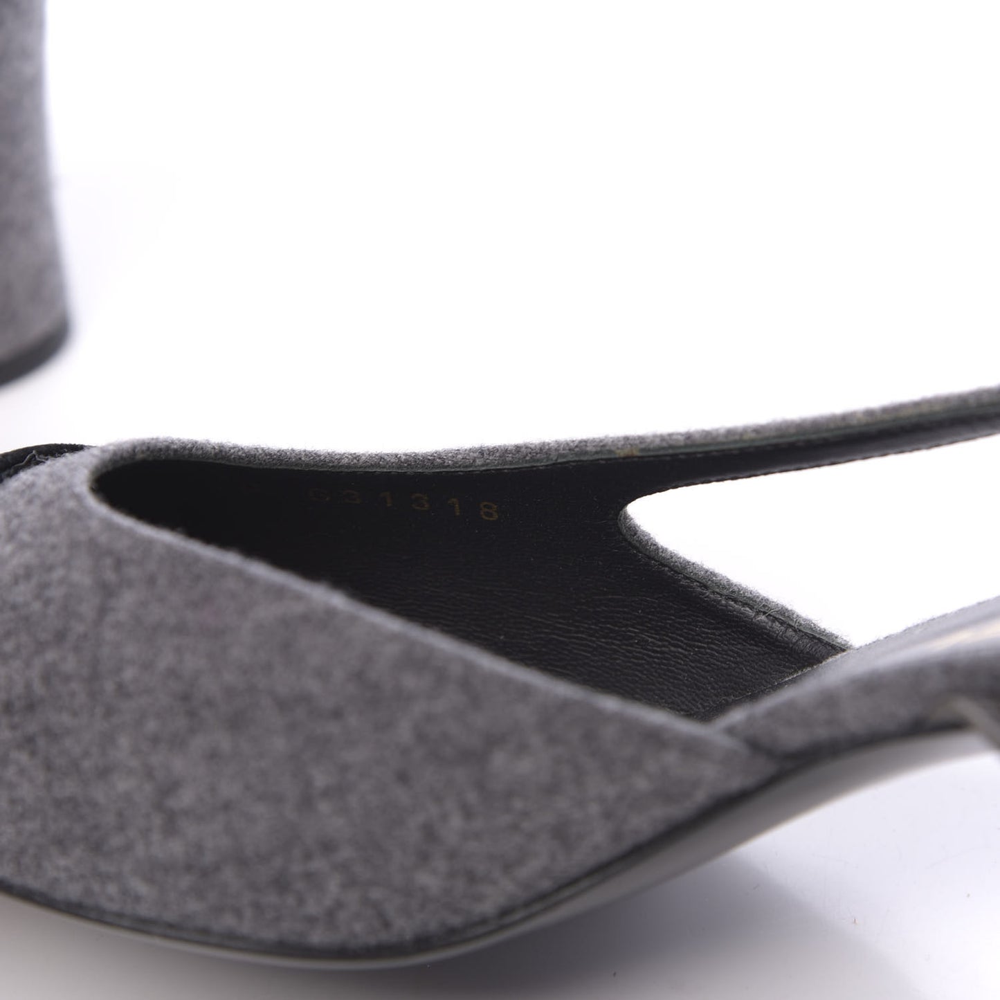 Wool Velvet Cap Toe CC Slingback Pumps 38 Black Grey