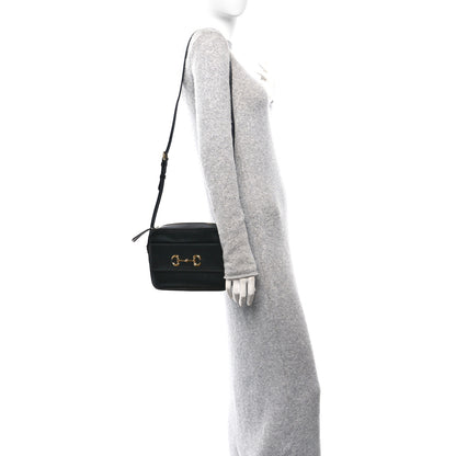 Gucci Textured Calfskin Small Horsebit 1955 Shoulder Bag Black 2 of 10