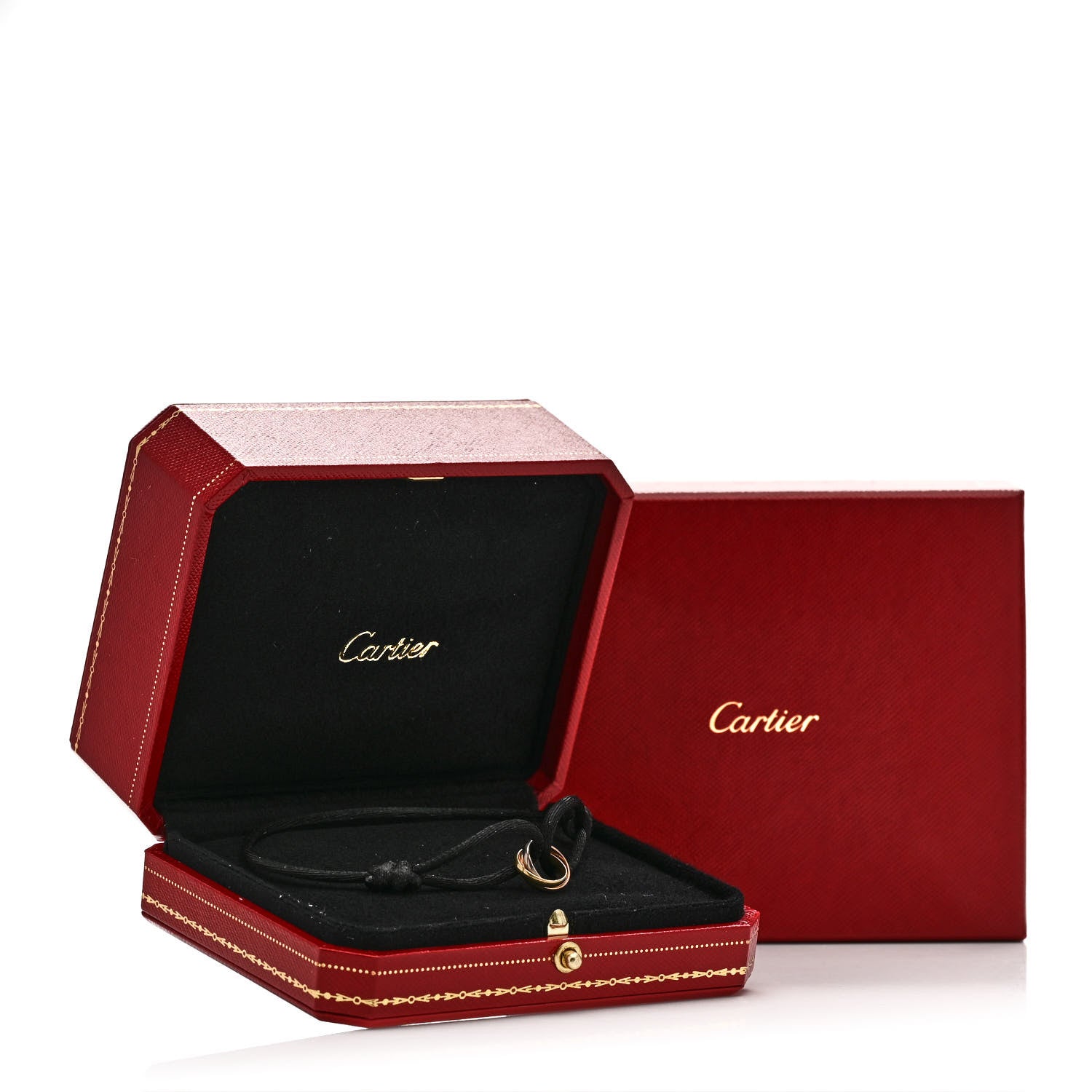 Cartier 18K Pink Yellow White Gold Trinity Adjustable Cord Bracelet Black 5 of 5