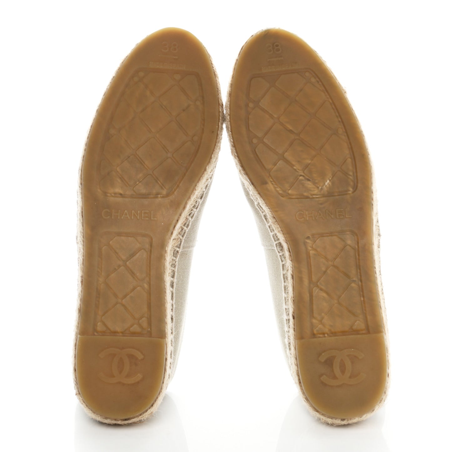 Canvas Grosgrain CC Espadrilles 38 Beige Black