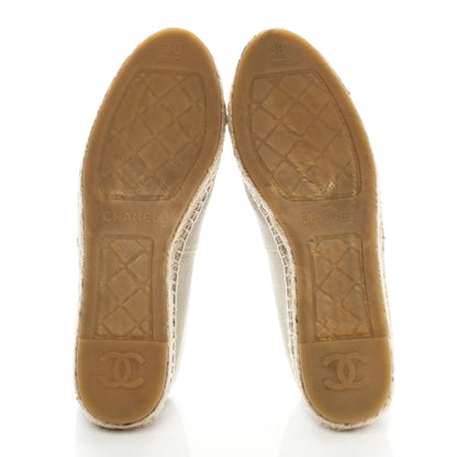 Chanel Canvas Grosgrain CC Espadrilles 38 Beige Black 5 of 12