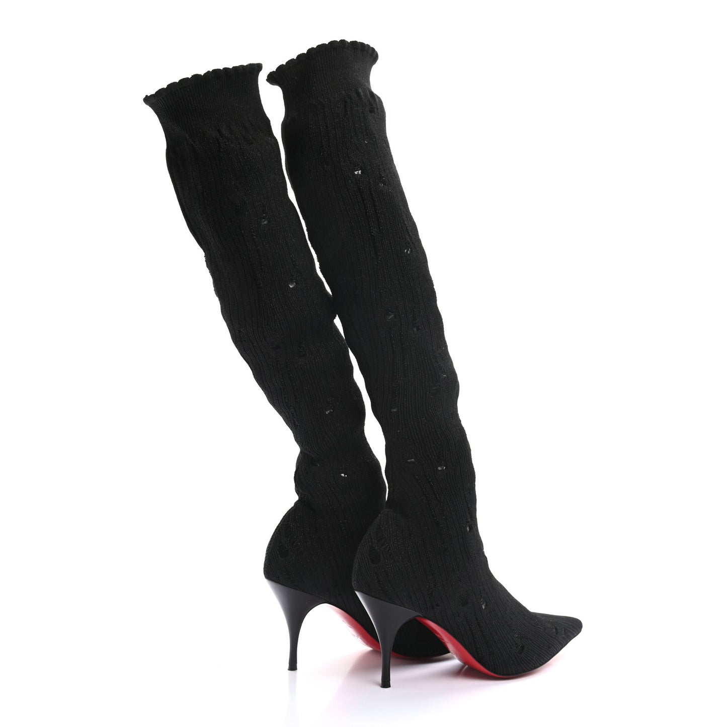 Tricot Lurex Sandrine 80 Sock Knee Boots 38.5 Black