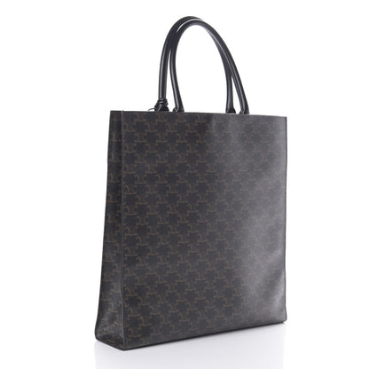 Celine Triomphe Canvas Calfskin Large Vertical Cabas Black 3 of 9