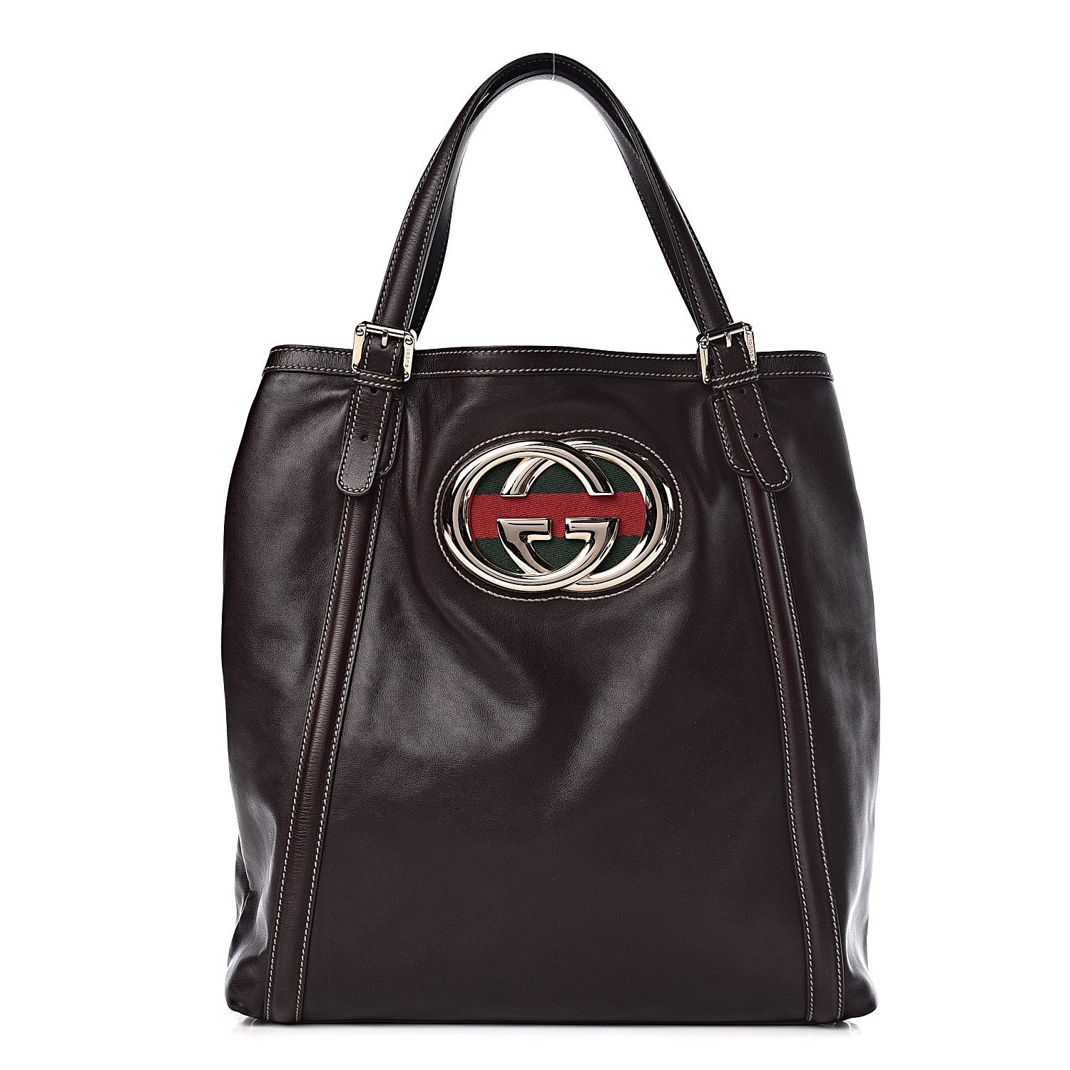Gucci Calfskin Large Britt Shoulder Bag Dark Brown 1 of 11