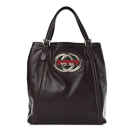 Gucci Calfskin Large Britt Shoulder Bag Dark Brown 1 of 11