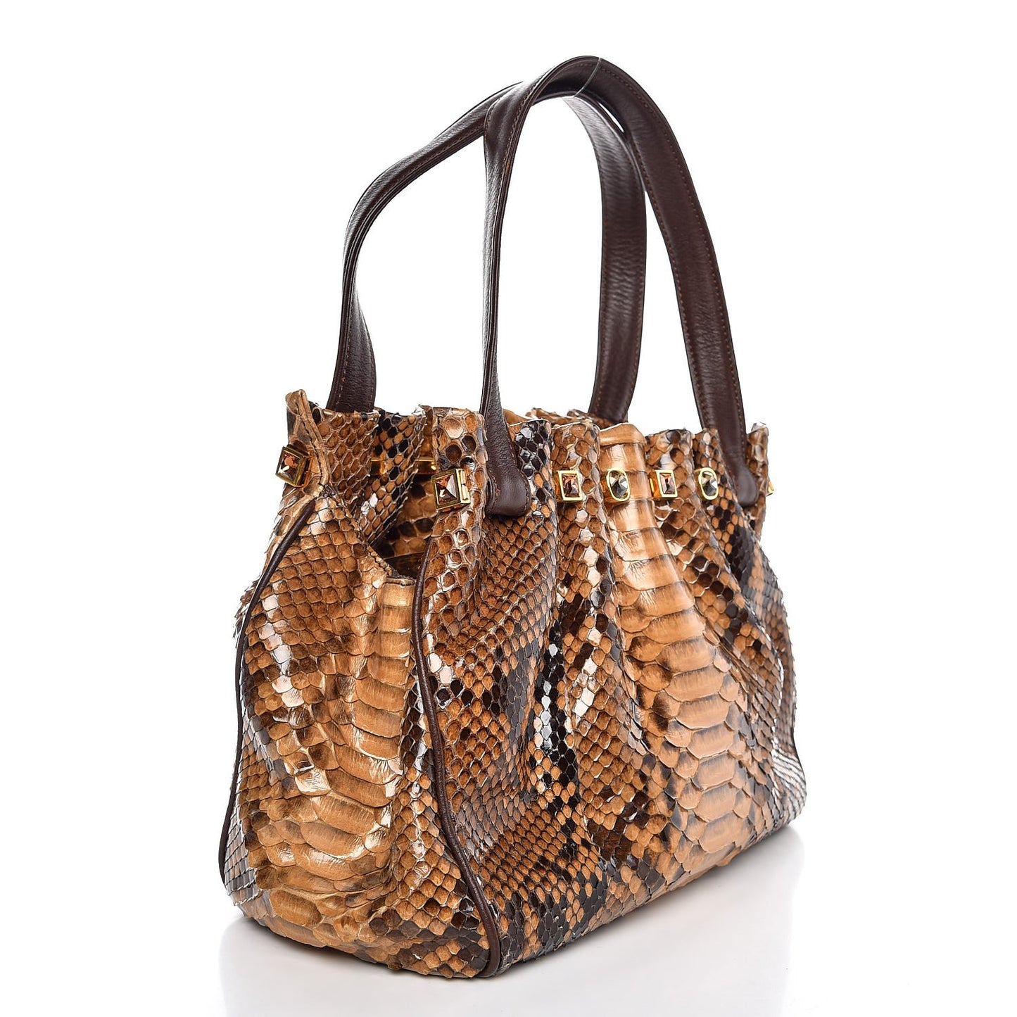 Python Crystal Evening Bag Brown