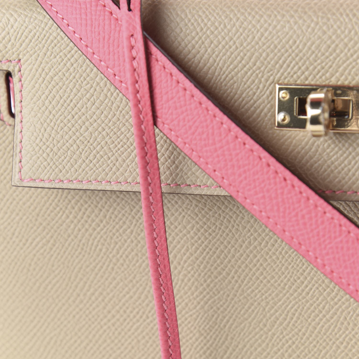 Hermes Epsom Bi-Color Horseshoe Kelly Sellier 25 Trench Rose Azalee 9 of 10