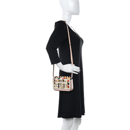 Fendi Vitello Dolce Calf Hair Studded Mini 3Baguette Shoulder Bag Light Pink 2 of 15