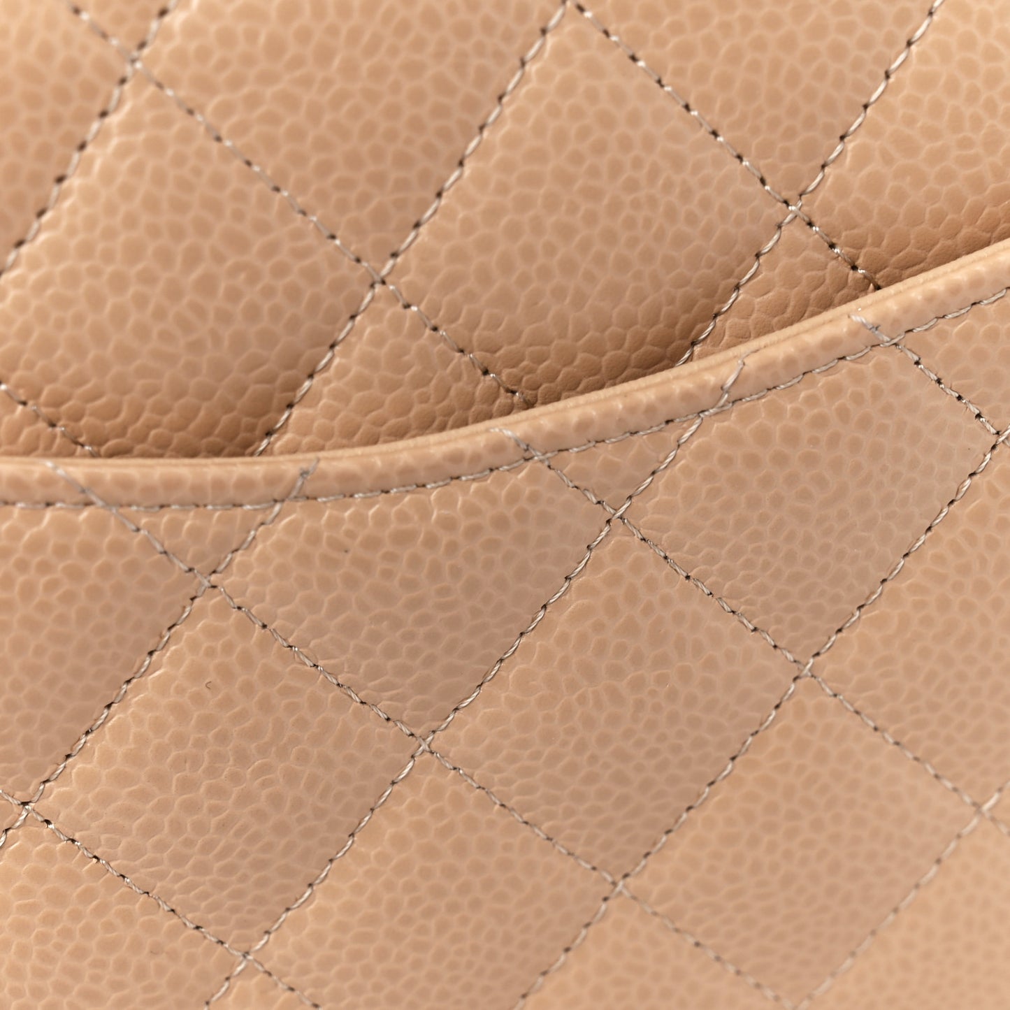 Caviar Quilted Small Double Flap Beige