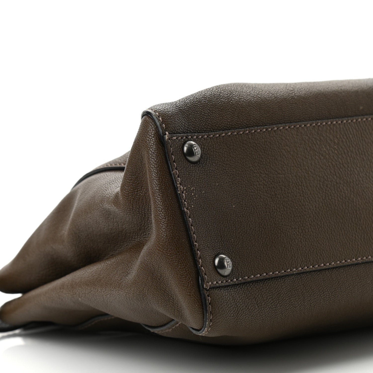 Fendi Goatskin Zucca Medium Peekaboo Iconic Satchel Taupe Tobacco Moro 8 of 9