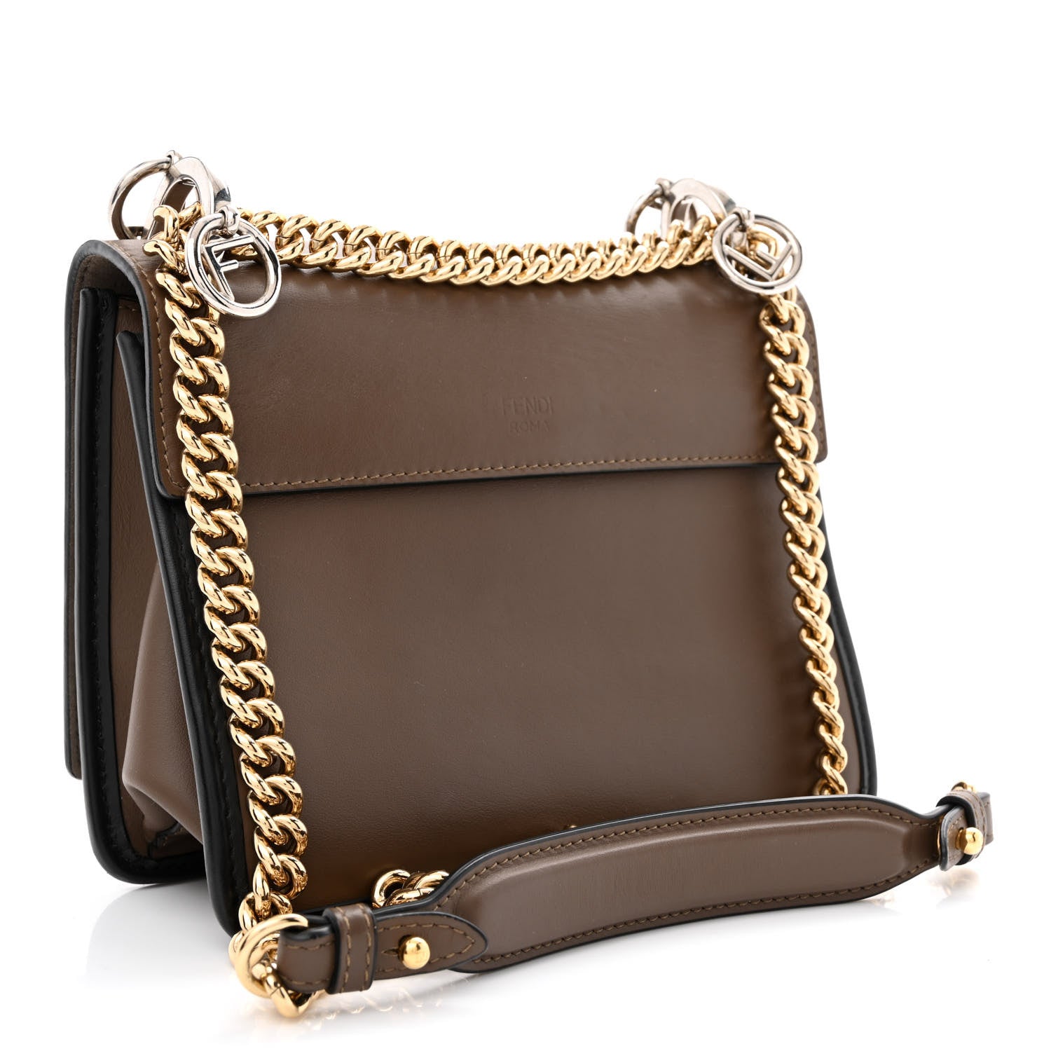 Fendi Vitello Century F is Fendi Bi-Color FF 1974 Embossed Small Kan I Shoulder Bag Maya Black 3 of 10