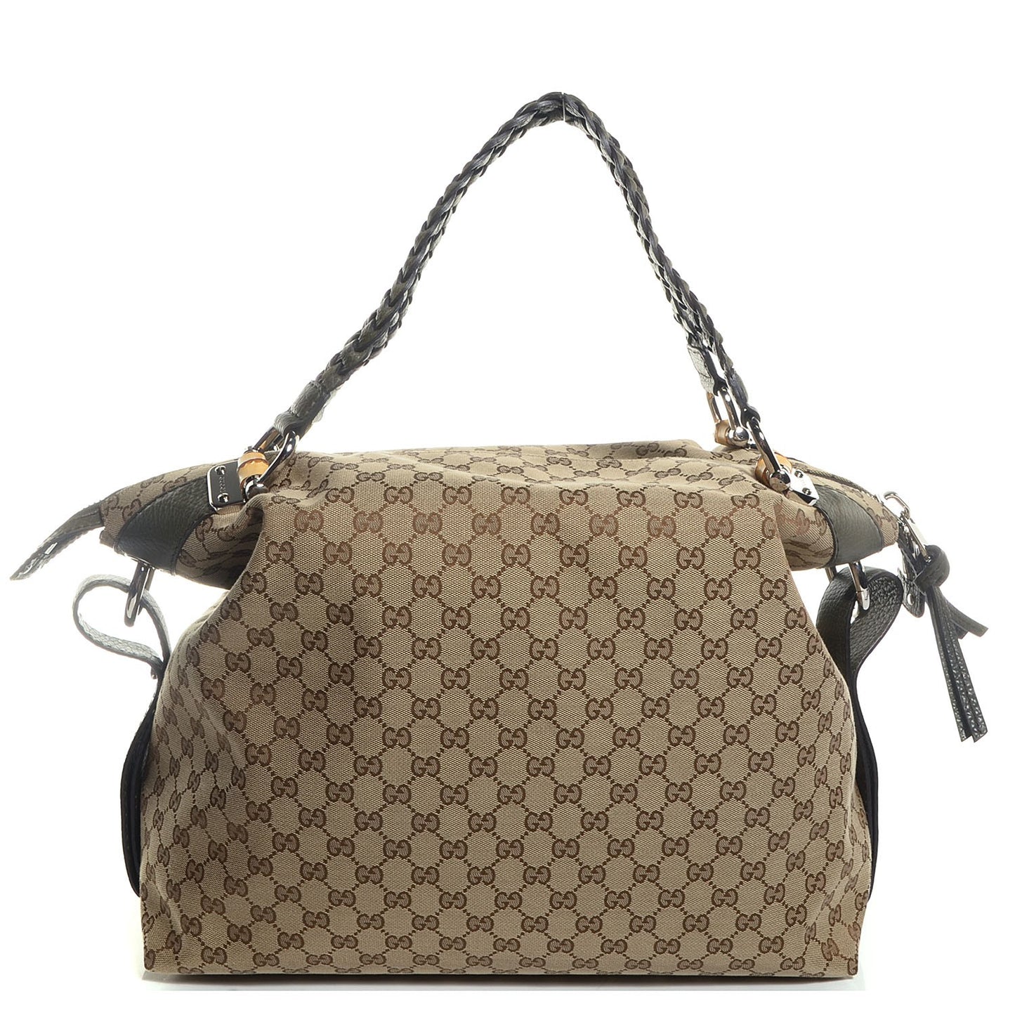 Monogram Large Bamboo Bar Tassel Shoulder Bag Green
